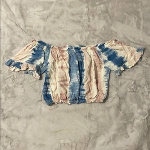 Off-the-shoulder Tie-dye Crop Shirt